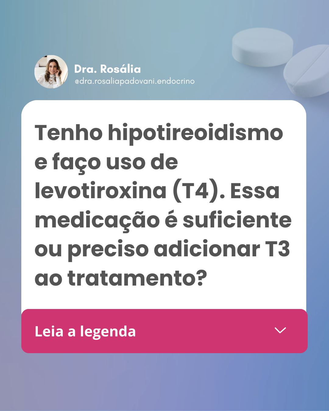 Leia mais sobre o artigo Tenho hipotireoidismo e faço uso de levotiroxina (T4). Essa medicação é suficiente para controlar meus sintomas ou preciso adicionar T3 ao tratamento?